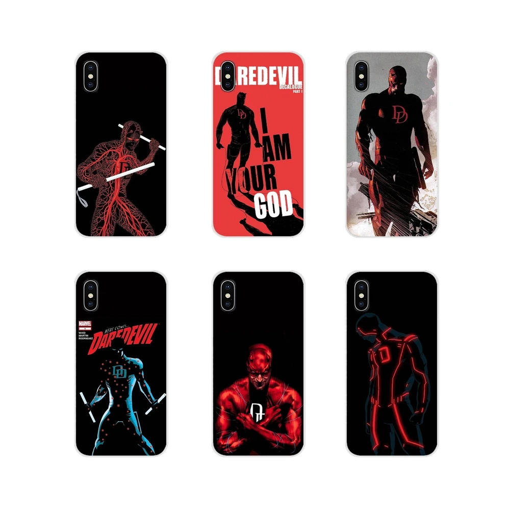 

For Apple iPhone X XR XS MAX 4 4S 5 5S 5C SE 6 6S 7 8 Plus ipod touch 5 6 Silicone Phone Case Mobile Marvel Comics Daredevil Red