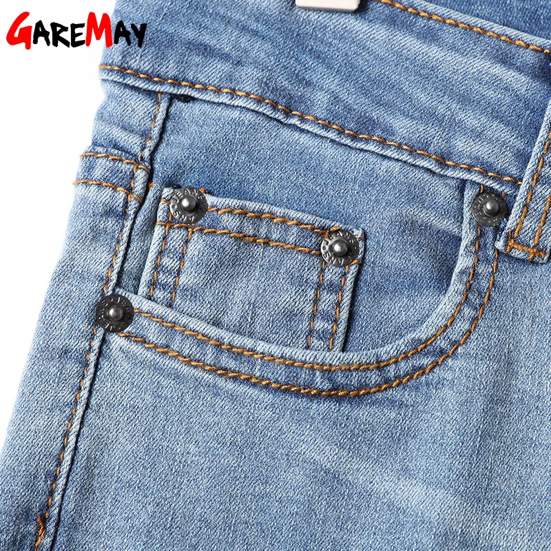 Garemay, летние рваные джинсы для женщин, Стрейчевые рваные обтягивающие джинсы, женские винтажные джинсы длиной до щиколотки, женские джинсы