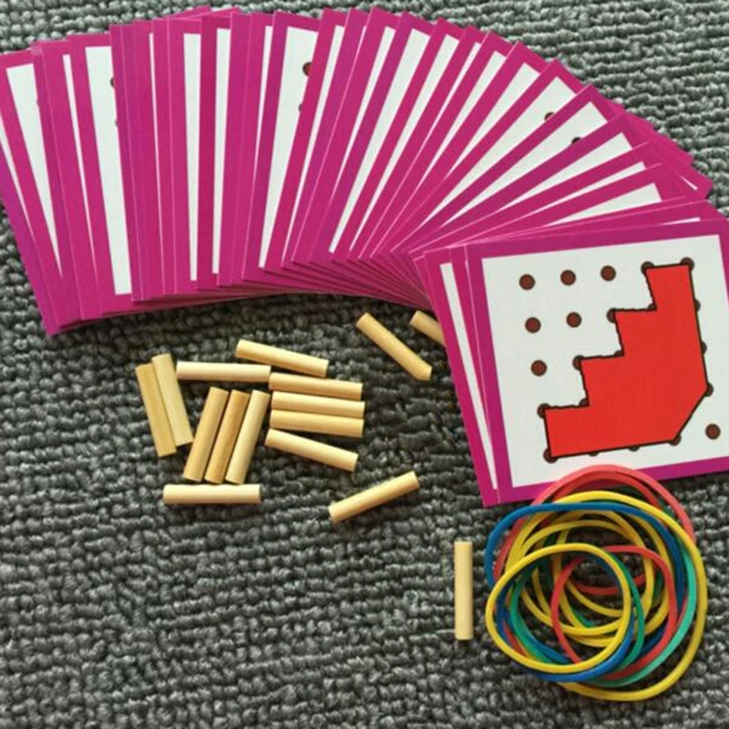 

Creative Math Toy Geometry Space Figure Nail Board With Card Puzzle Educational Toys For Children Wood Montessori Toys