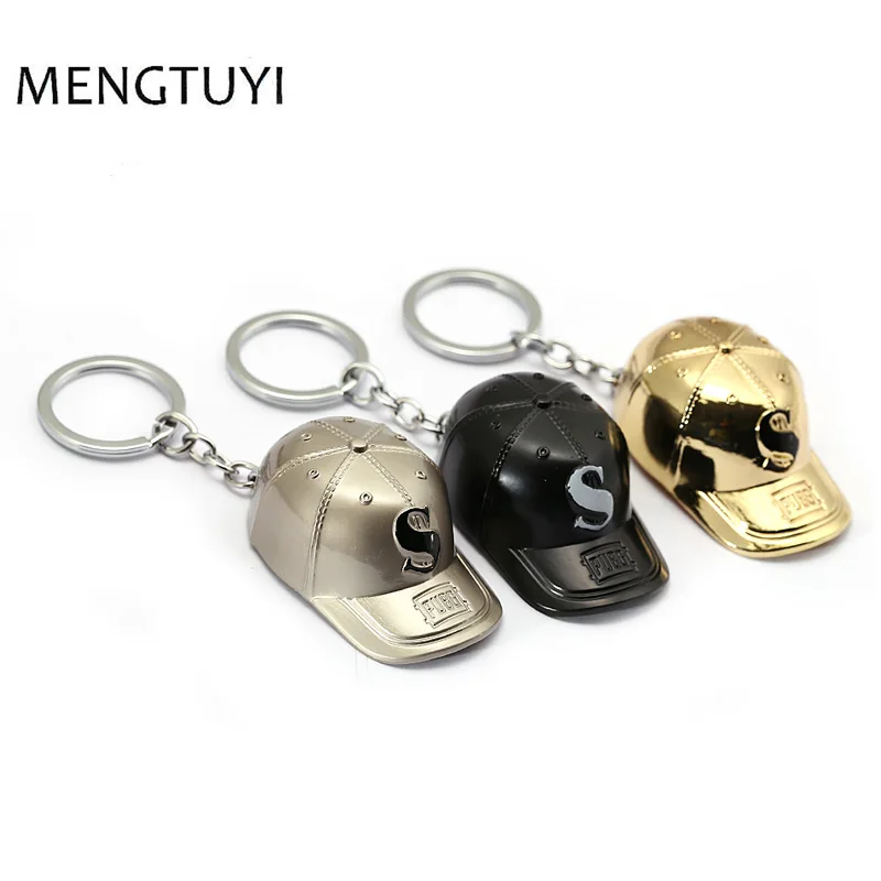 

J Store Playerunknown's Battlegrounds Eat chicken Cosplay keychain Baseball cap 3D key chain car keyring game Pubg souvenir