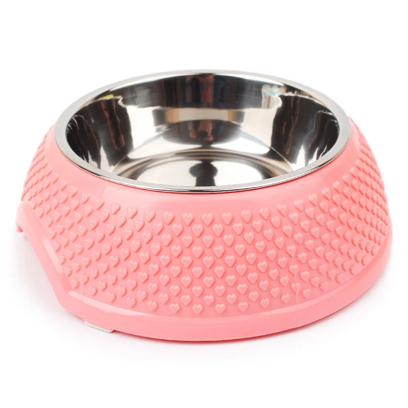 3 Color Pet Dog Cat Bowl Plastic Stainless Steel Pet Feeding Bowl Chihuahua Yorkie Puppy Dog Cat Food Bowl 14*18.5*6cm