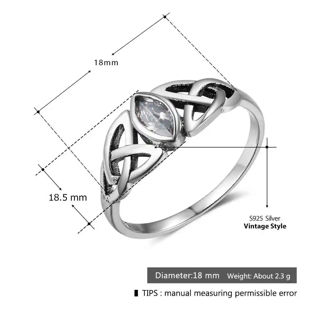 Кольца из стерлингового серебра 925 для женщин овал, куб, цирконий Плетеный дизайн сельтика стиль ювелирные украшения женское кольцо(RI102752
