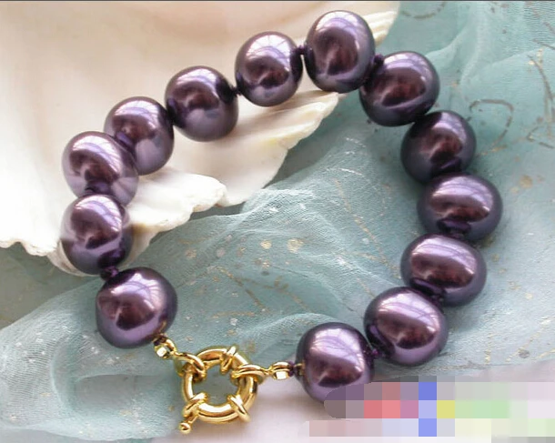 

Hot sell ->@@ > 08772 egg grape purple south sea shell pearl bracelet -Top quality free shipping