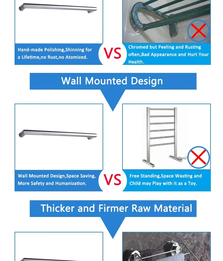 Свободный интервал полотенцесушитель для полотенец для Ванной Электрический Полотенцесушитель стойка из нержавеющей стали