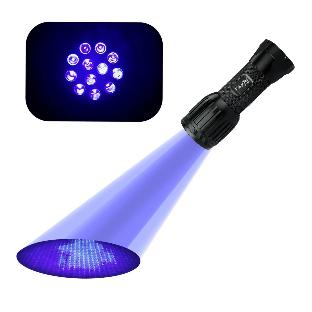 

UniqueFire UV Flashlight 1408 Best LED Single File Ultra Violet Flashlight To Find Stains On Carpet, Rugs Or Furniture Material.