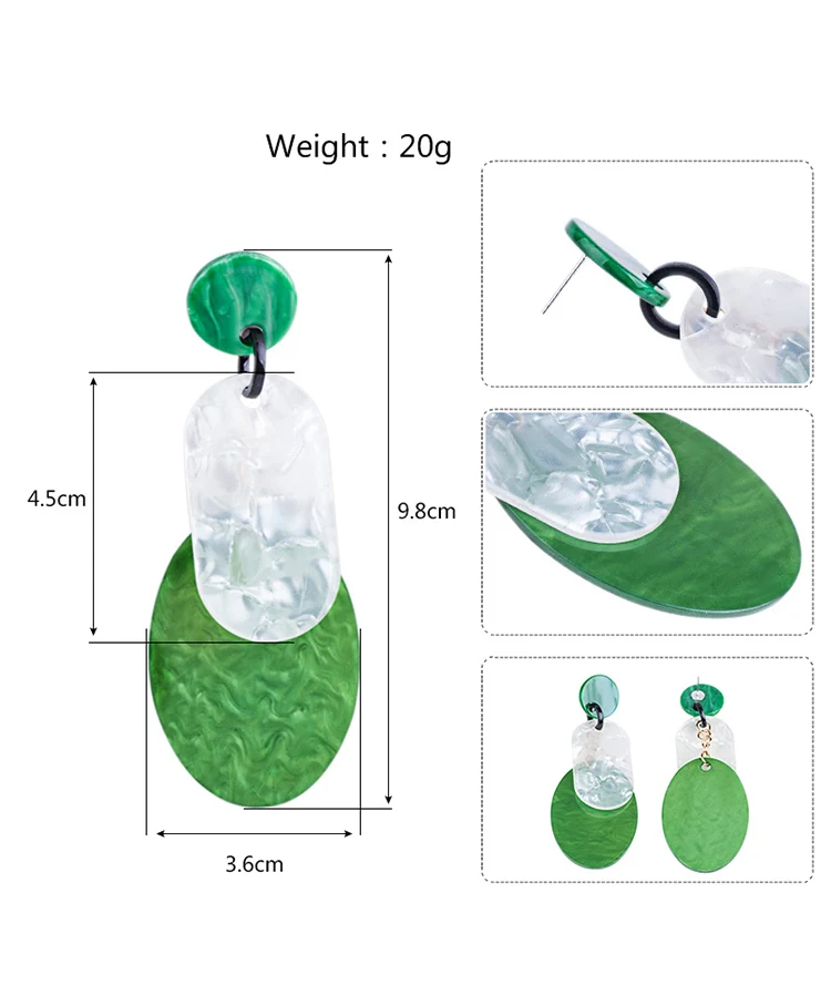 YUQINQIN Trendy Drop Earrings for Women 2018 Jewelry Long Round Resin Earings Fashion Elegant Acrylic Dangling Crystal Earring (2)