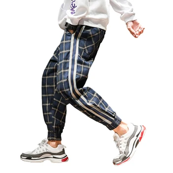 

Vintage Green Plaid Men Harem Pants Casual Jogger Japanese Large Size Loose Pants Hip Hop Sweat Pants for Men Streetwear LC738