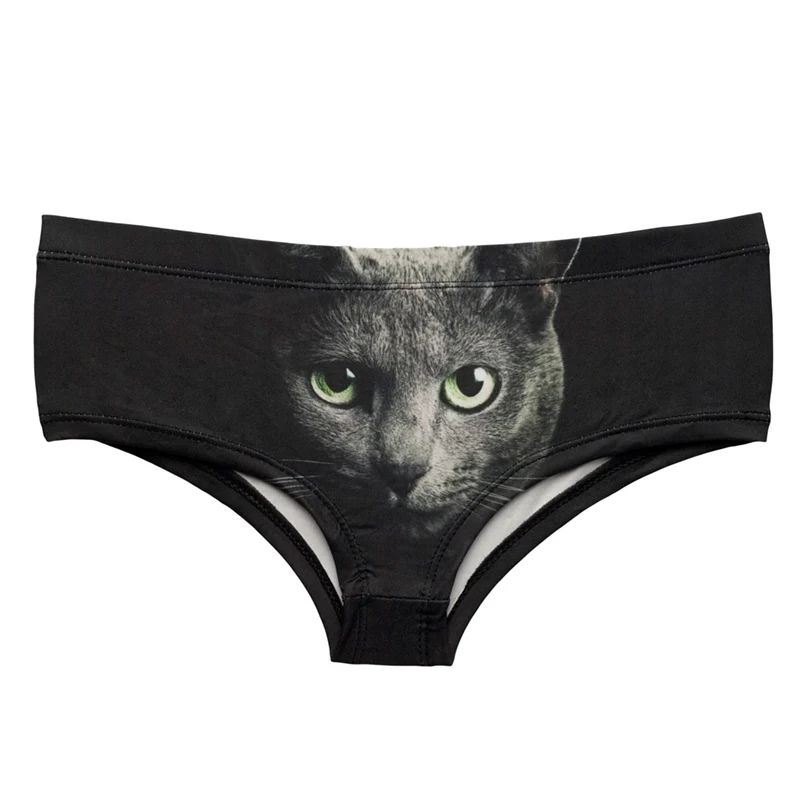 Women Underwear Green Eyes Black Cats 3d Printing Sexy Panties Panty 