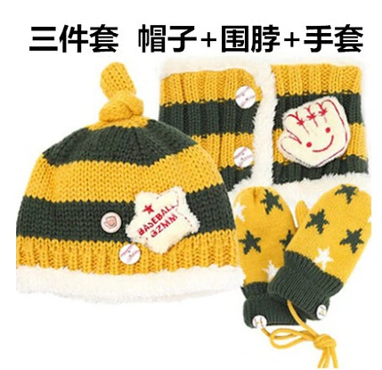 Новинка года; модная зимняя шапка и шарф для маленьких мальчиков; комплект из двух предметов; зимняя шапка для маленьких мальчиков - Цвет: hat scarf and gloves