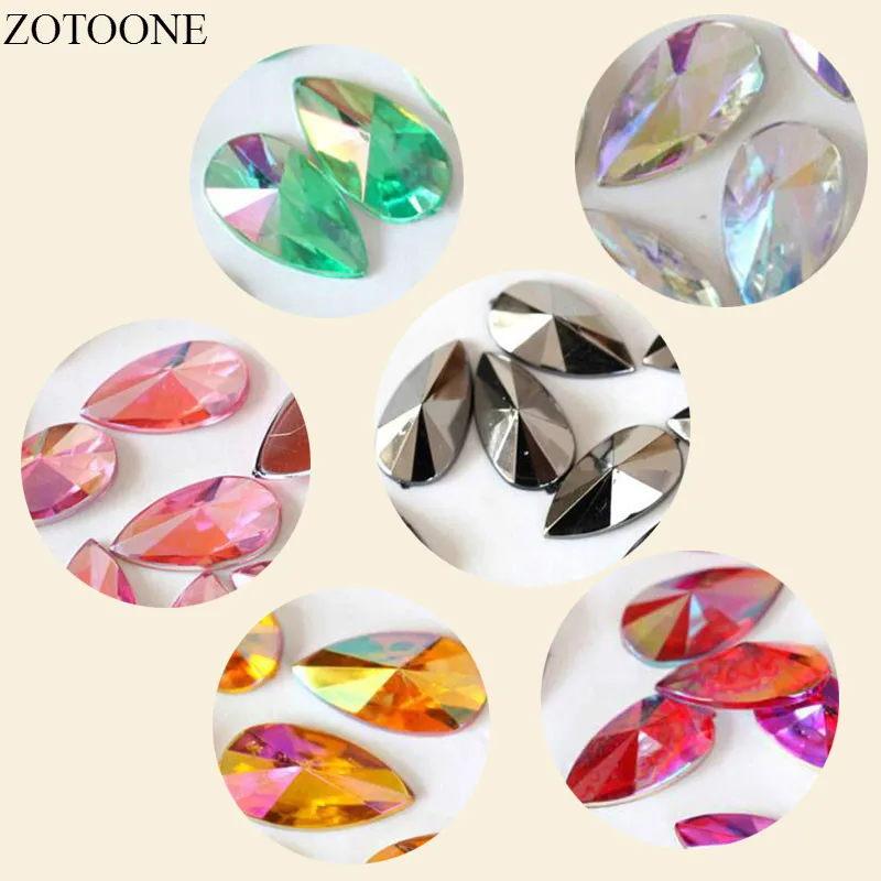 ZOTOONE 50 100 шт. 8X13 мм Стразы с горячей фиксацией Переводные мотивы одежда полимерный