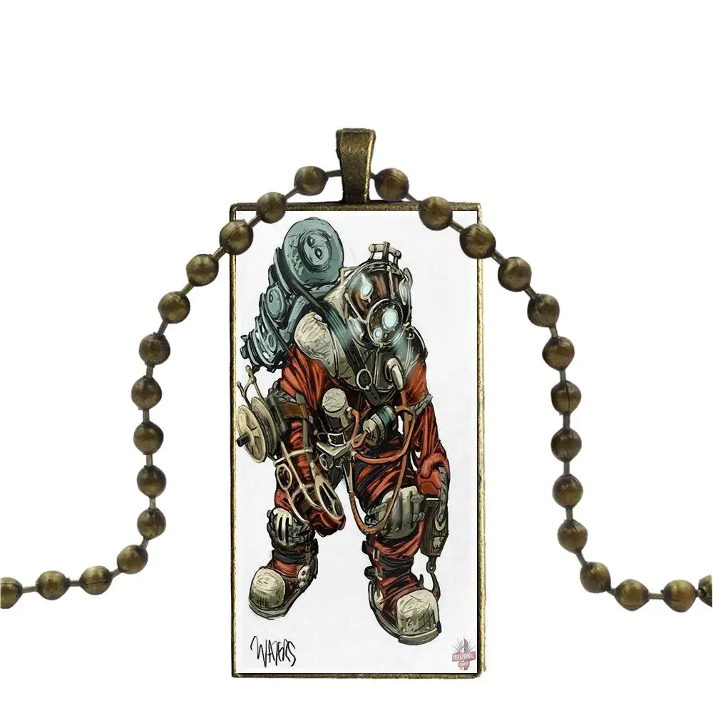 EJ glaze Bioshock Big Daddy для свадьбы модный стеклянный кабошон ожерелье женское бронзовое