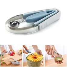 Couteau à découper en boules de fruits 3 en 1 | Kiwi, cuillère à eau et citron, cuillère de Melon, pot de fruits, purée de pommes de terre, boules de fruits, gadgets de cuisine