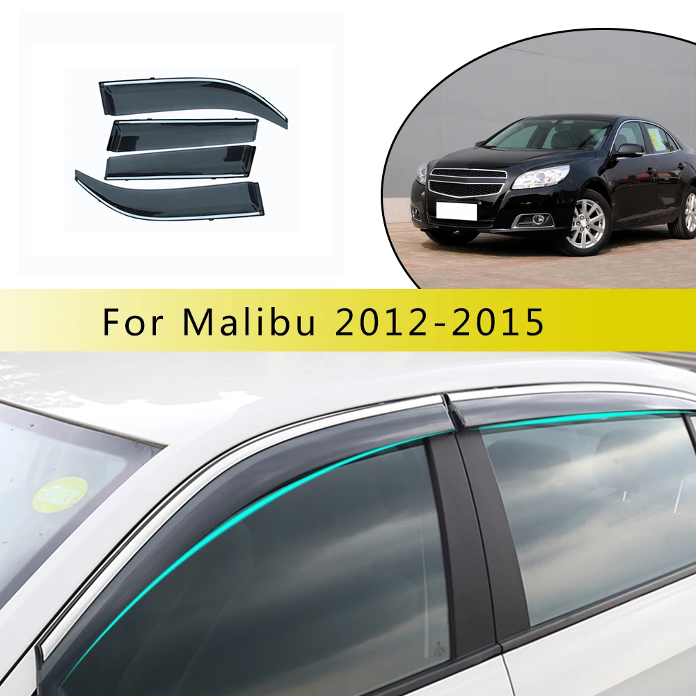 

4pcs ABS Car Smoke Window Sun Rain Visor Deflector Guard For Chevrolet Malibu 2012 2013 2014 2015 Accessories