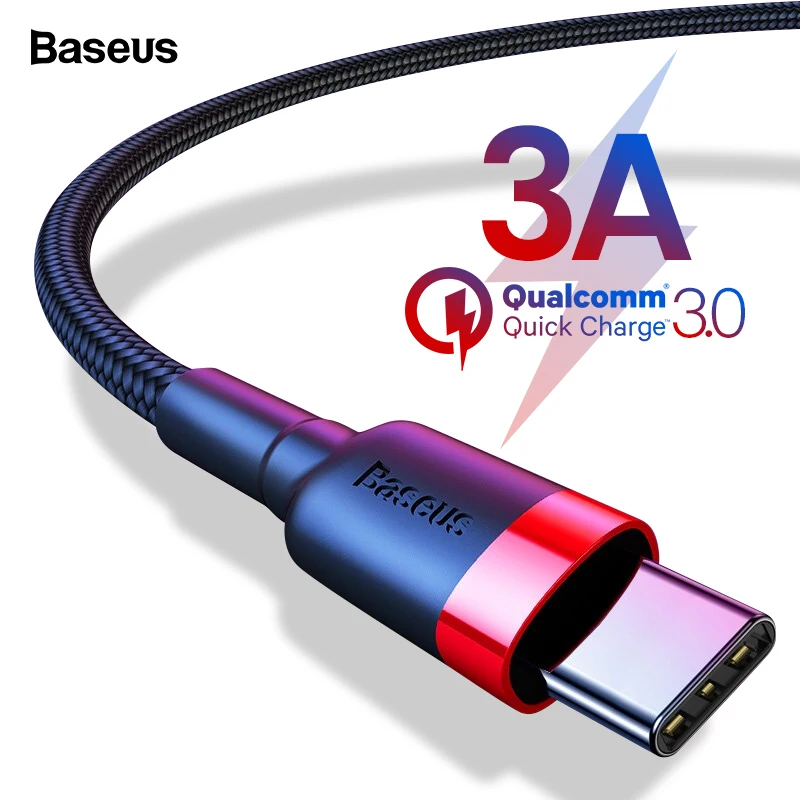Baseus Fast Charging USB Type C Cable For Samsung S10 S9 USBC Type-c Cable For One Plus 5 6 6t Xiaomi Mi 9 8 USB-C Charger Cord