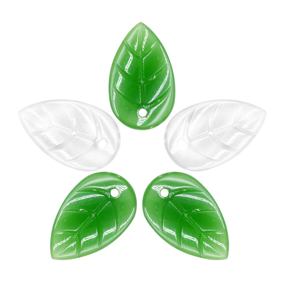 

ZHUBI New Leaf Petals 10*18mm 30pcs/lot Glass Beads Leaf Charms Jewelry Making Material DIY Crafts Pearl Beads for Decoration