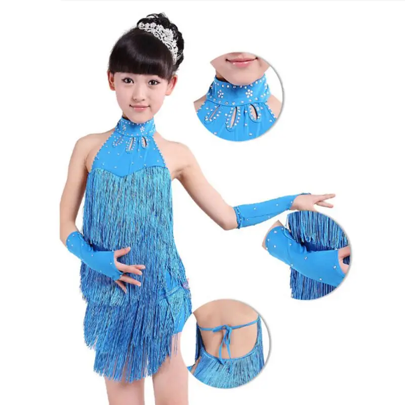 

Latin dance dress girls Tassel Fringe Dress Ballroom Latin Salsa Dance Wear Party Dance Costume Latin ballroom Dresses