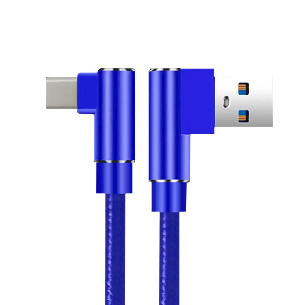 Тип C Micro USB дизайн для игры под прямым углом нейлоновые данные кабельного USB зарядное устройство Шнур для телефона 90 градусов игровой кабель