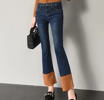 

Casual Jeans denim flare pants for women cotton blend new fashion capris spring autumn plus size ealstic trousers ddk0704