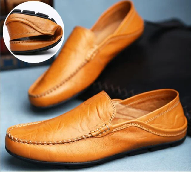 Nice Pop Real Leather Soft Loafers Casual Shoes For Men Slip On Puls ...