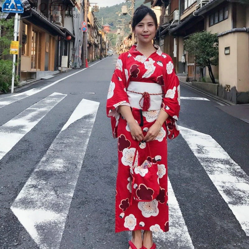 Japanse traditionele kimono haori robe kimono japan obi bloemenprint traditionele japanse kimono AA3845 uit Azie& Pacifische eilanden| - AliExpress