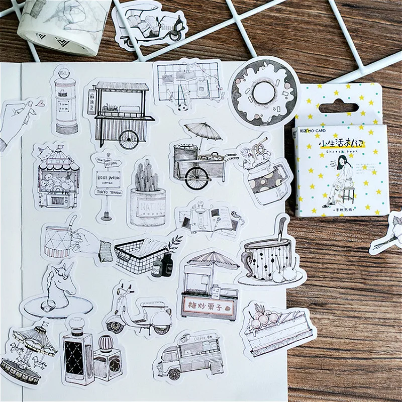 

45Pcs/set kawaii Stationery sticker cute reading notes pattern diary school supplies stationery christmas stickers gift label