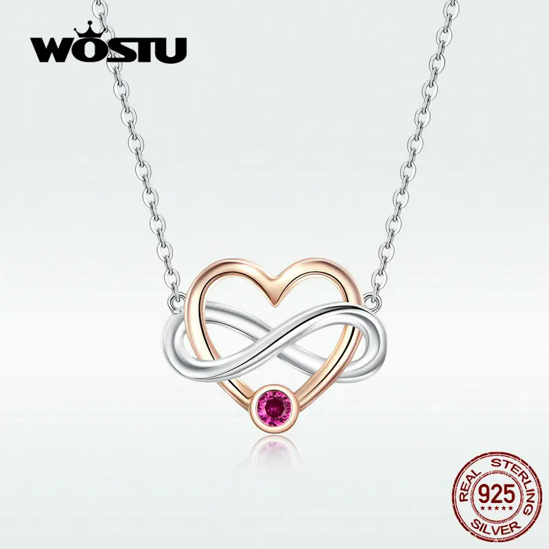 WOSTU 100% Настоящее 925 пробы Серебряное ожерелье Бесконечная любовь классическое
