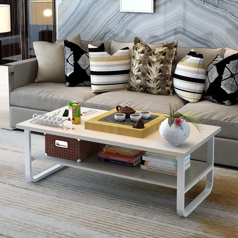 

IKEA style Living Room Double layer Coffee Tables Simple wooden Dwarf table Sturdy durable Assembly tea table 120*60CM
