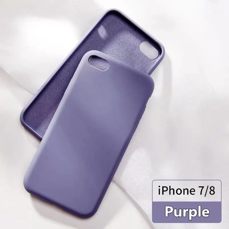 Original Simple Color Silicone Phone Case for iPhone 6 6S 7 8 Plus Cute Candy Color Soft Back Cover for iPhone XR XS Max Cases - Цвет: Фиолетовый