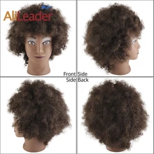 AliLeader Großhandel Günstige Mannequin Kopf Mit Afro Menschliches Haar Silikon Männlichen Verworrene Lockige Haar Puppe Kopf Für Kurze Haare Styling