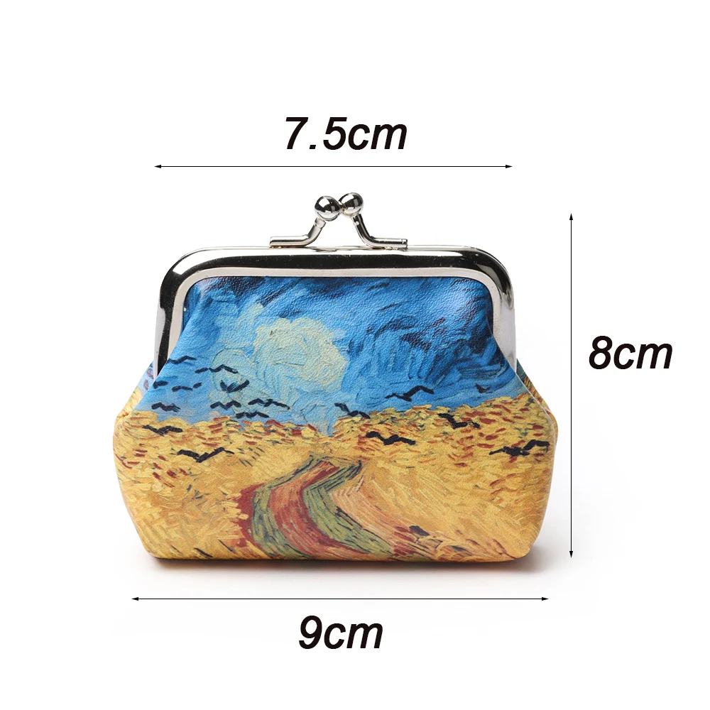 1Pcs Famous Van Gogh Oil Printing Small Wallet For Women Landscape Flower Pattern Mini Hasp Coin Purses Money Card Handbags