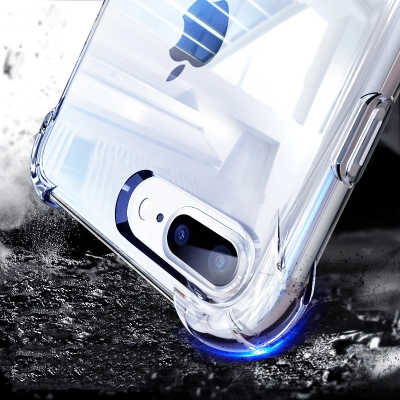 Fashion Shockproof Bumper Transparent Silicone Phone Case For iPhone X XS XR Max 8 7 6 6S Plus Clear protection Back Cover |