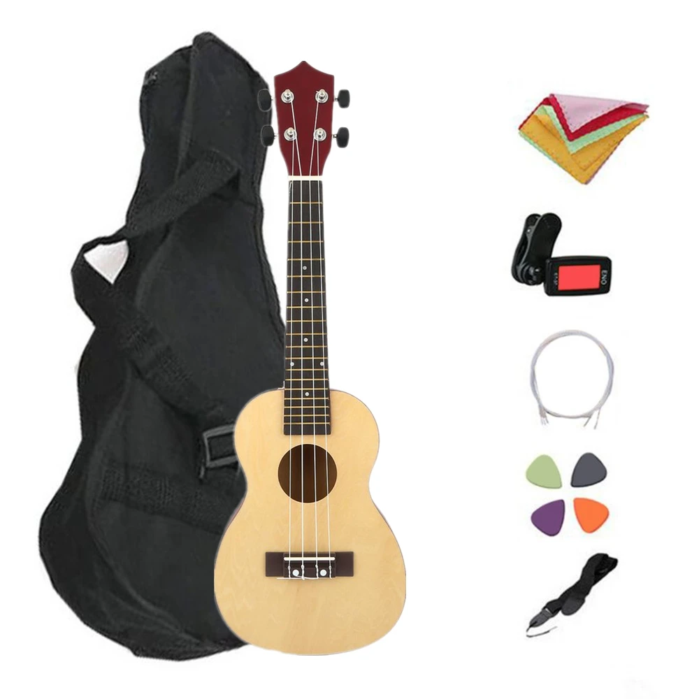 TSAI 7Pcs/Set 21 23 inch Professional Wooden Ukulele Hawaii Style Basswood 4 Strings Ukelele