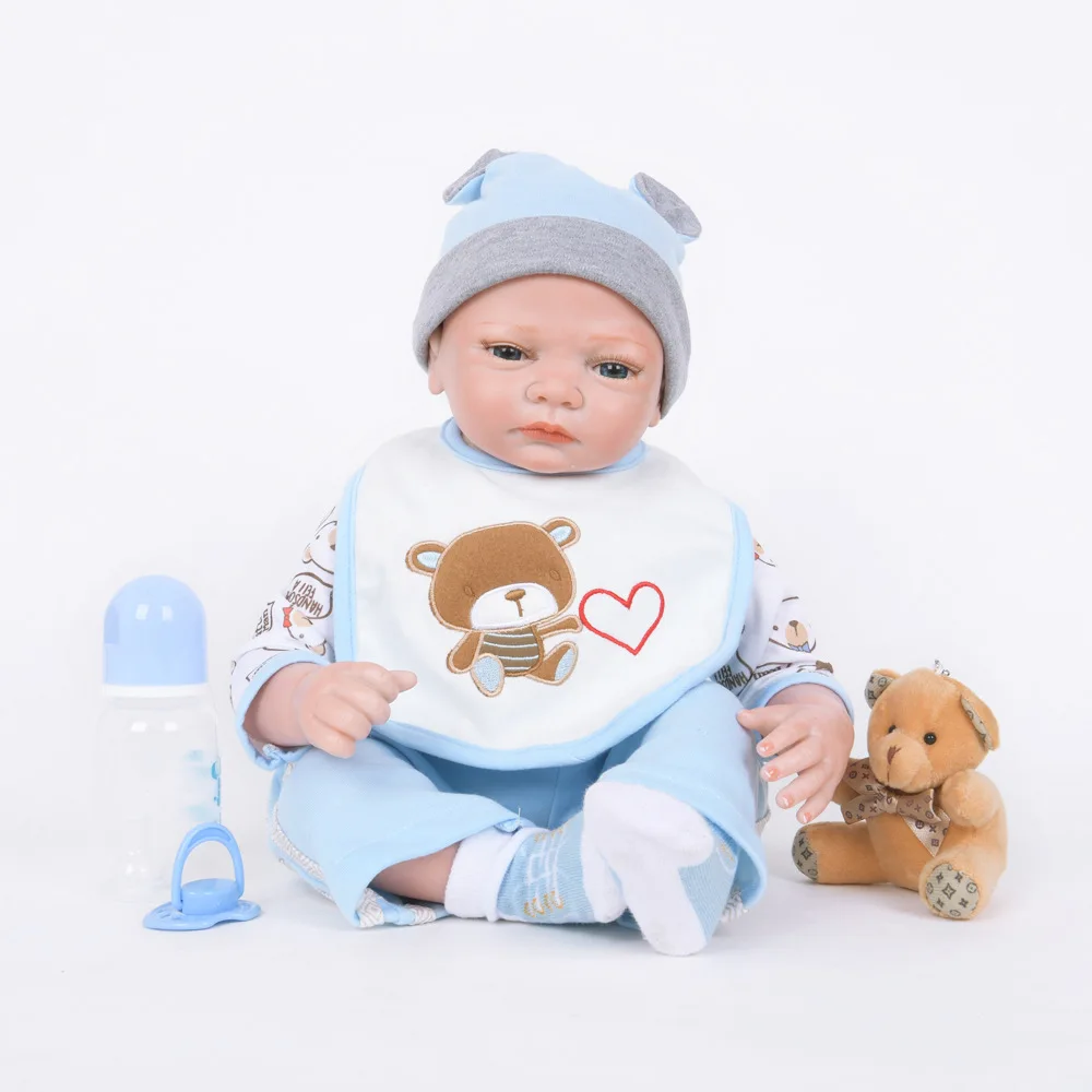 

22 inches Soft Lovely Silicone Reborn Doll Cute Princess Newborn Baby with Cloth Body Toy for Kids Birthday Xmas Gift