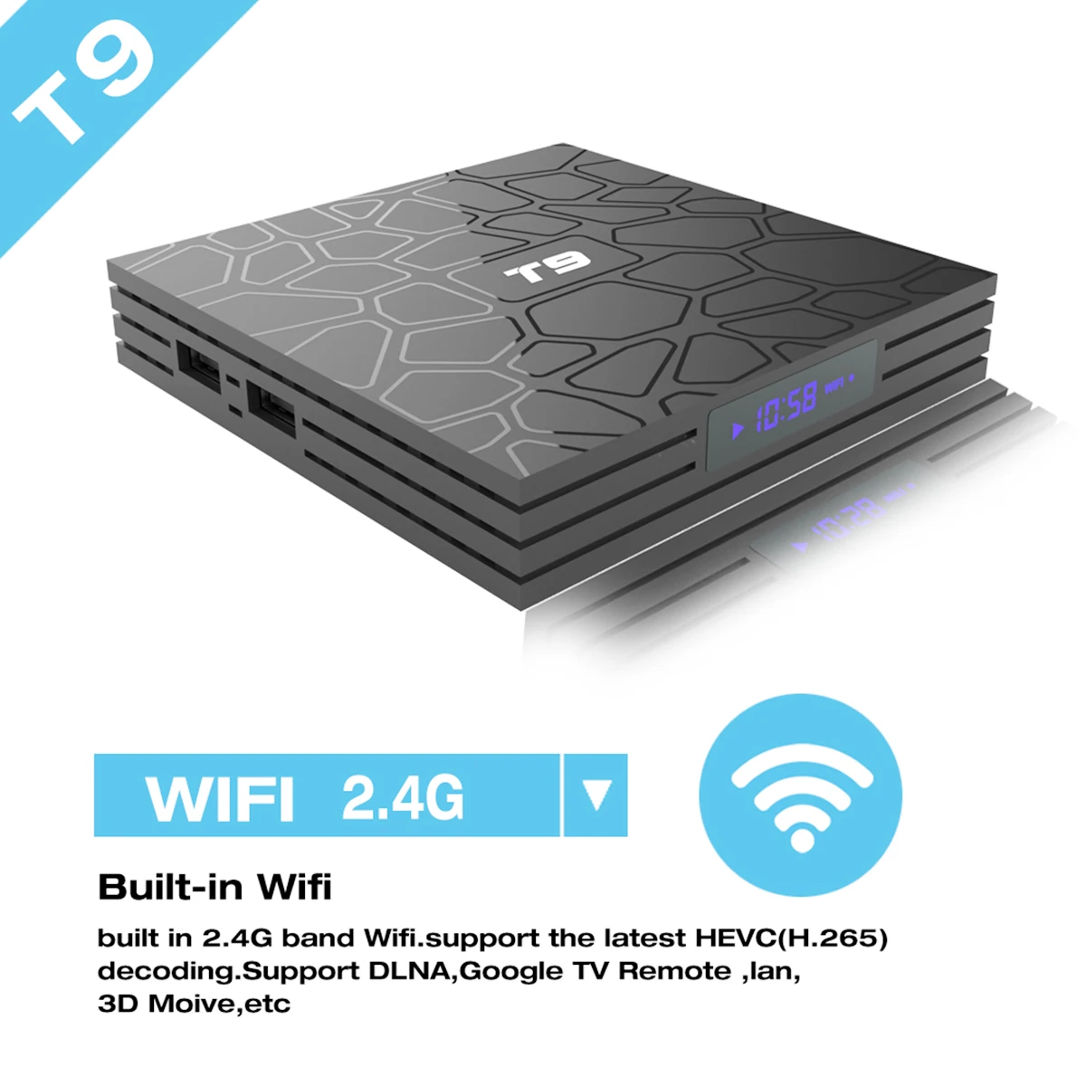 T9 TV Box Newest 4K Android 8.1 RK3328 Quad Core 4GB RAM 32GB ROM Smart TV Box Netflix Media Player Set Top Box with USB 3.0