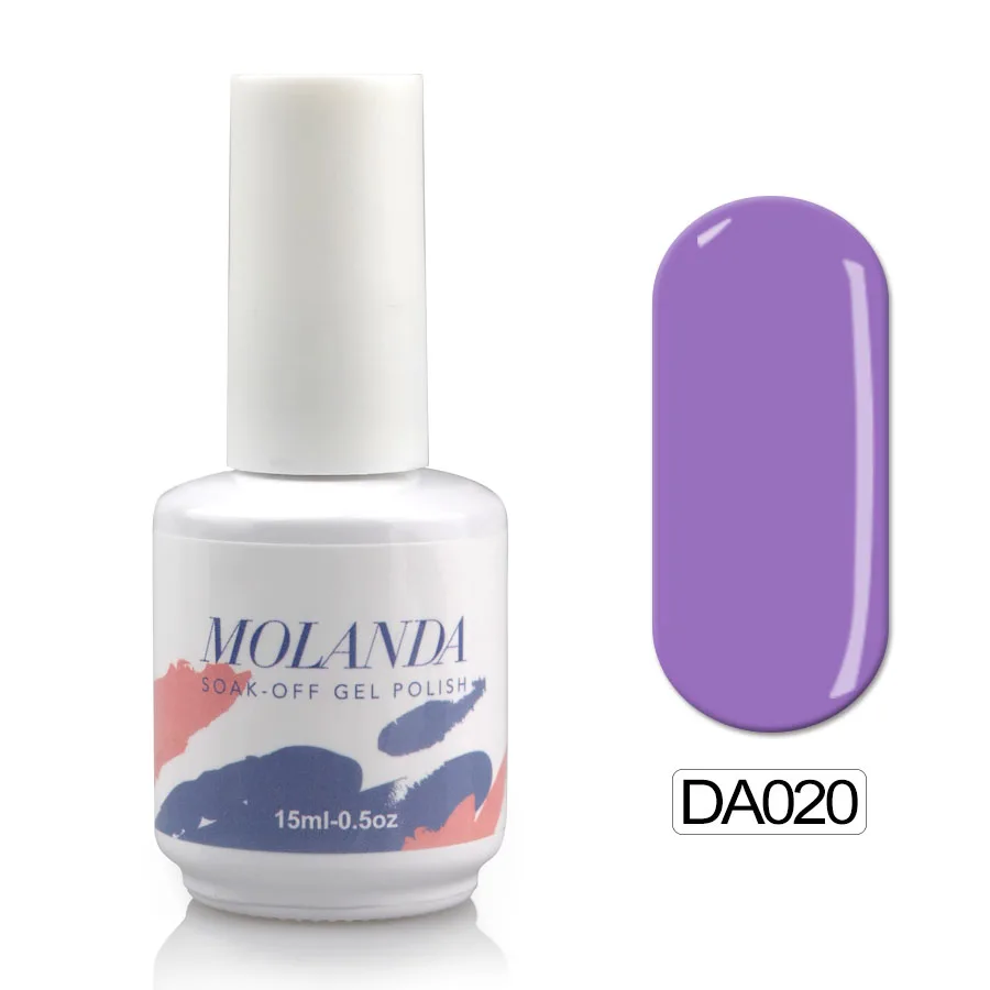 Molanda дизайн ногтей Фиолетовый Цвет УФ-гель для ногтей блестящая поверхность Французский маникюр гель УФ Гель-лак для полировки модный набор - Цвет: DA020