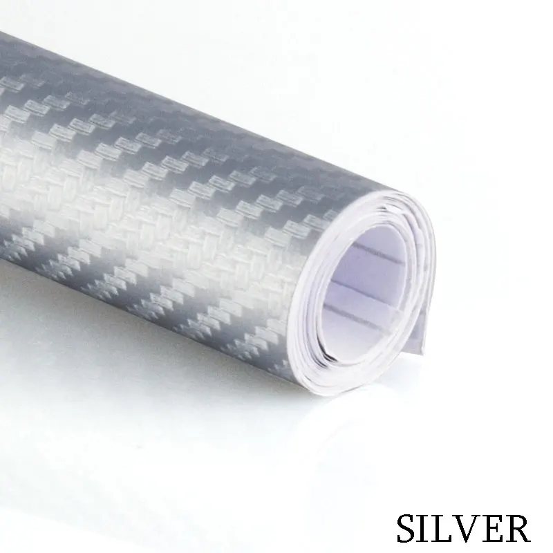30 см x 127 см 3D виниловая пленка из углеродного волокна для автомобиля, рулонная пленка, 3D наклейки для автомобиля, наклейки для автомобиля, аксессуары для стайлинга автомобилей - Название цвета: Silver
