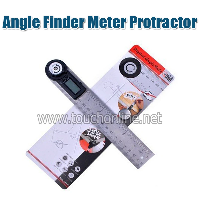  Digital 2in1 Stainless Steel Angle Finder Meter Protractor with Moving Blade Ruler 360 degree 400mm