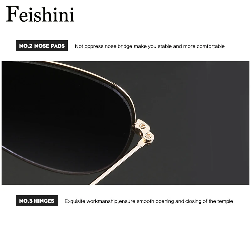 Солнцезащитные очки FEISHINI мужские/женские прозрачные роскошные металлические
