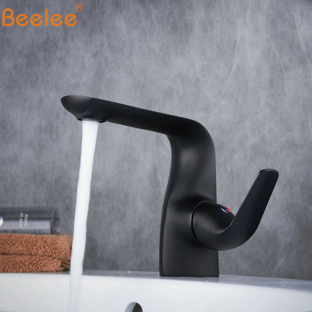 Beelee النفط مفروك الأسود حوض للحمام بالوعة الغرور صنبور الطابق الخيالة خلاط الصنابير مع نطاق واسع حفرة غطاء الطبق BL7522B