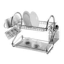 Практичная многофункциональная двухслойная полка для коллекции посуды s-образной формы, миски, палочки для еды, ложки