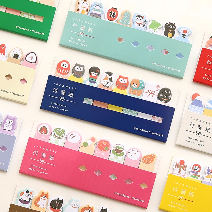 

3Packs/lot Japanese Cute Animals Owl Kittens SUMO Kawaii Stickers Memo Pad Notepad Sticky Marker Notes School Stationery