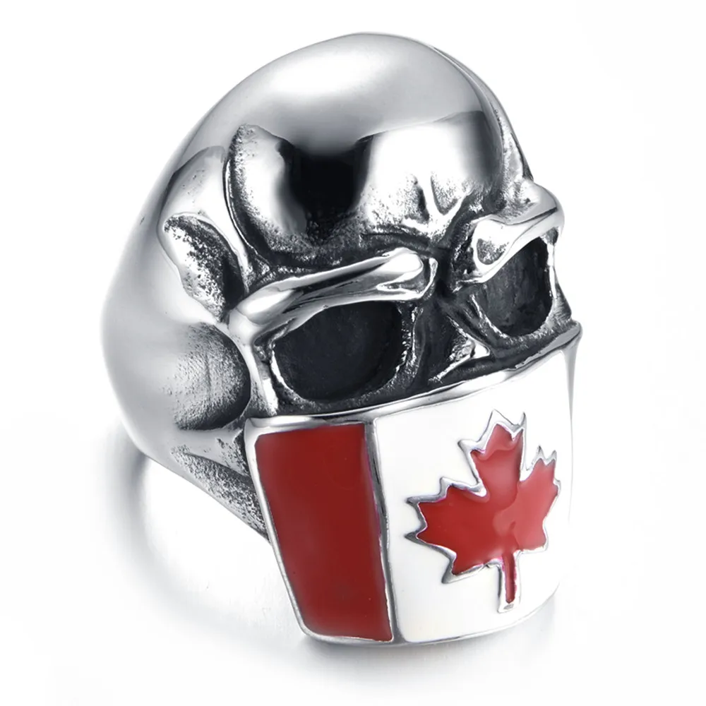 Buy Stainless Steel Silver Canadian Flag Fashion Mens