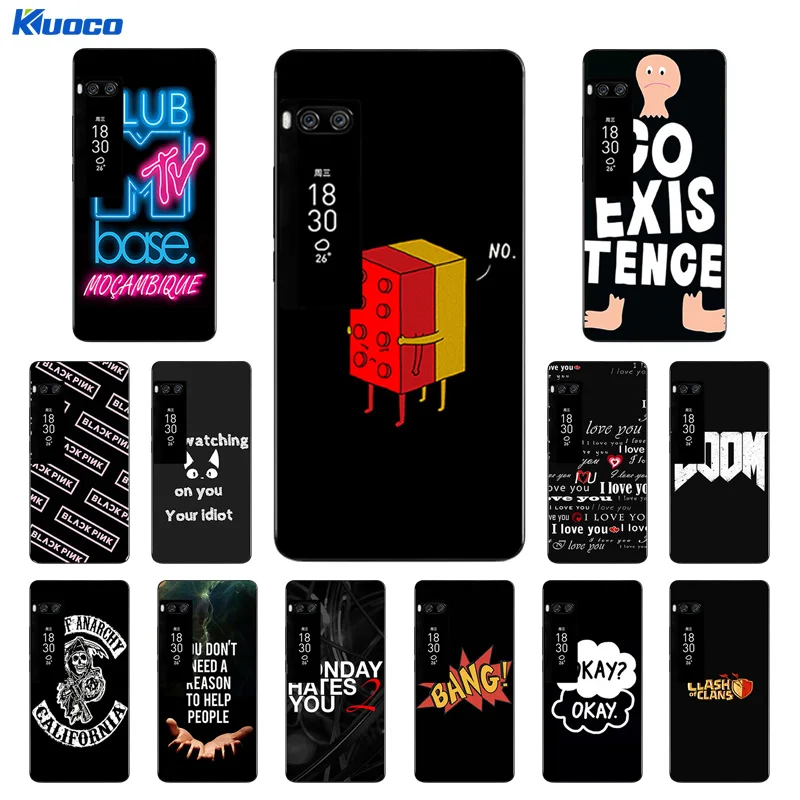 Protection Cases for Meizu Pro 7 5.2 inch Soft Silicon Case Back Phone Cover Black Letters Printing Shell |