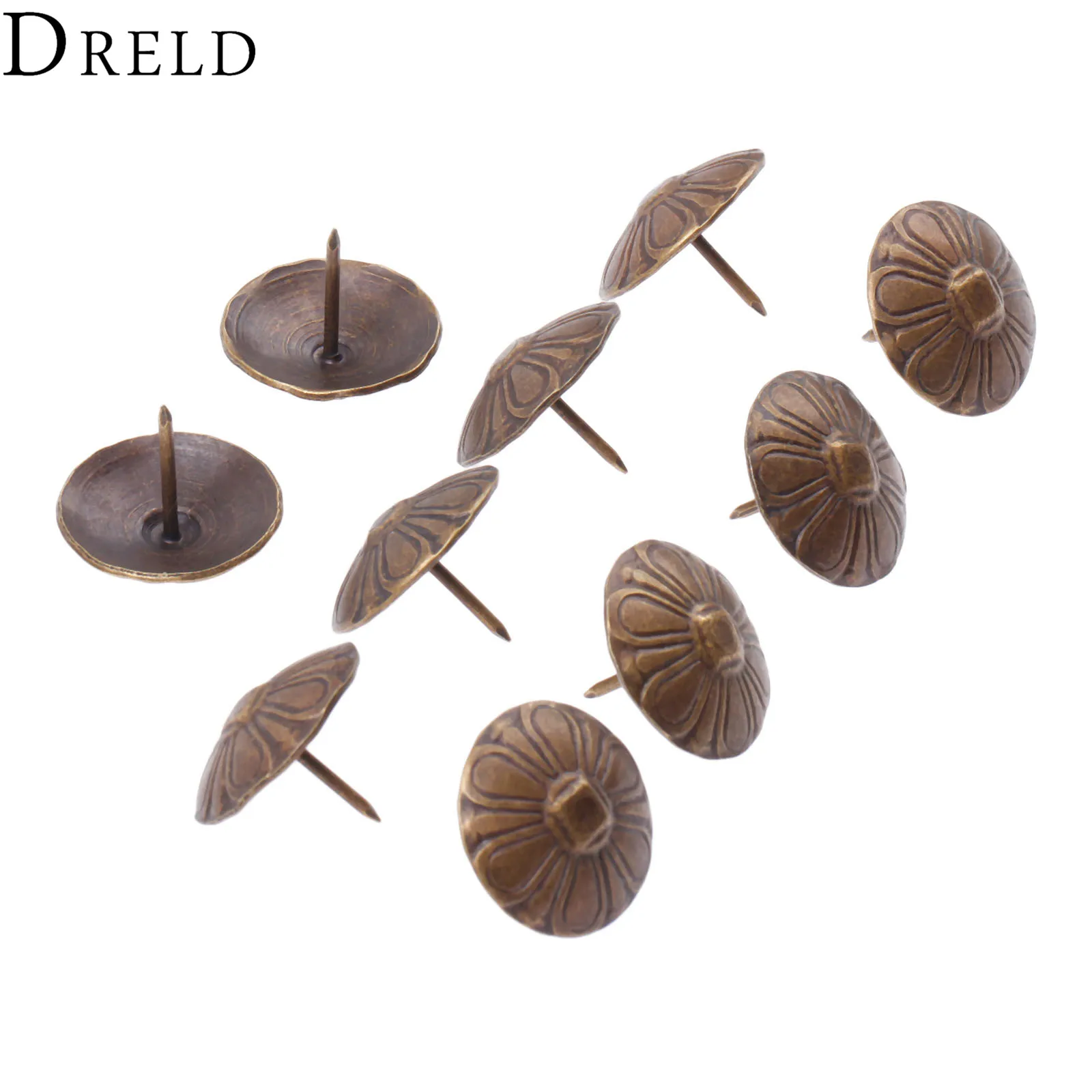 

DRELD 10Pcs 23x19mm Vintage Decorative Upholstery Nail Jewelry Gift Case Box Sofa Furniture Tack Stud Pushpin Doornail Hardware