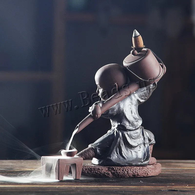 Творческий залить чай маленький монах курильница дым водопад обратного потока ладан горелки керамика держатель для благовоний подарок украшения домашний декор