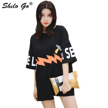 Футболка женская летняя модная лаконичная Повседневная футболка с круглым вырезом и коротким рукавом Повседневная Свободная молния черный принт с буквами