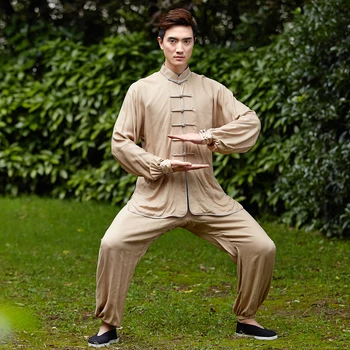 

Traditional Chinese Men Kung fu UniformCotton Tai Chi Suit Male Vintage Button Clothing M L XL XXL XXXL NS017