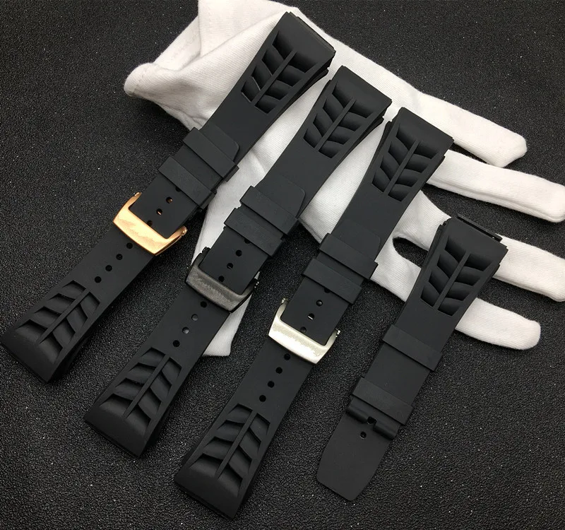 

top soft quality men Nature Silicone Rubber Watchband For Richard Watch Mille Strap band Bracelet butterfly buckle screw down