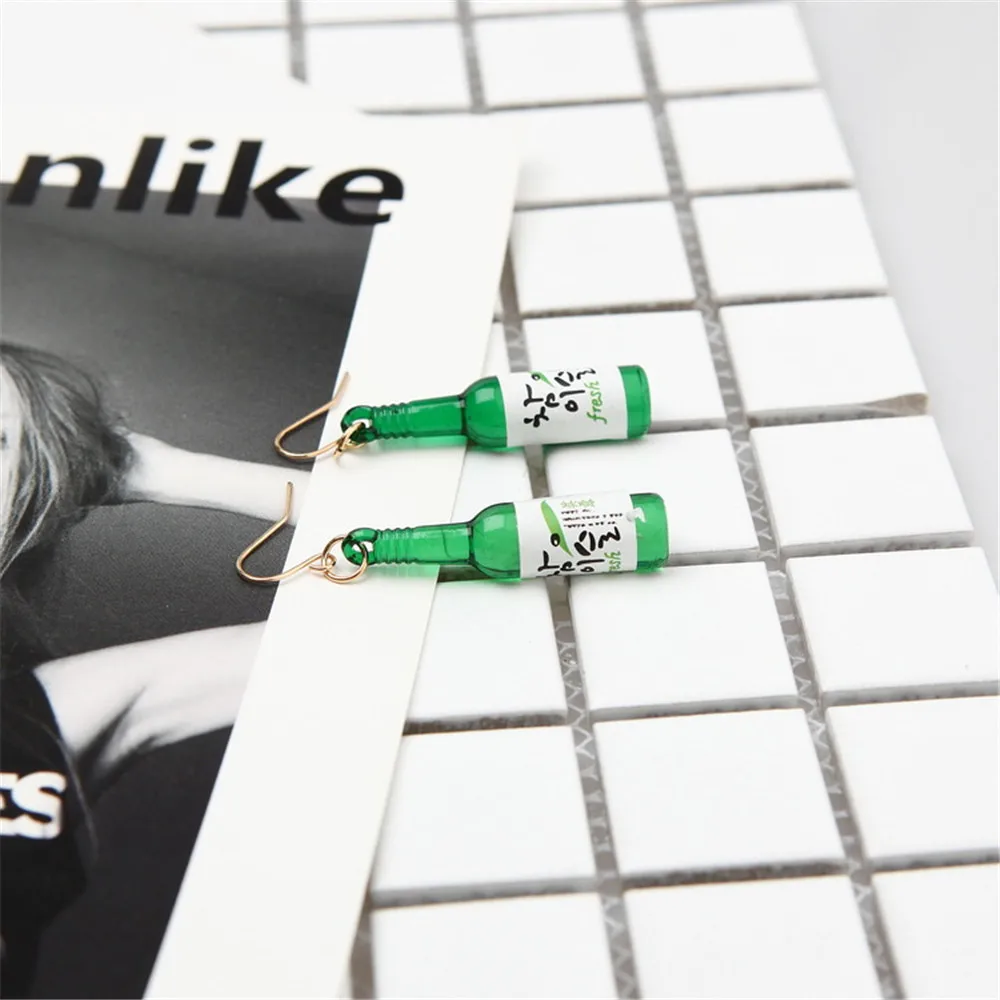 CRLEY индивидуальные простые модные креативные акриловые серьги с пивной бутылкой Harajuku Sake дизайнерские серьги для женщин