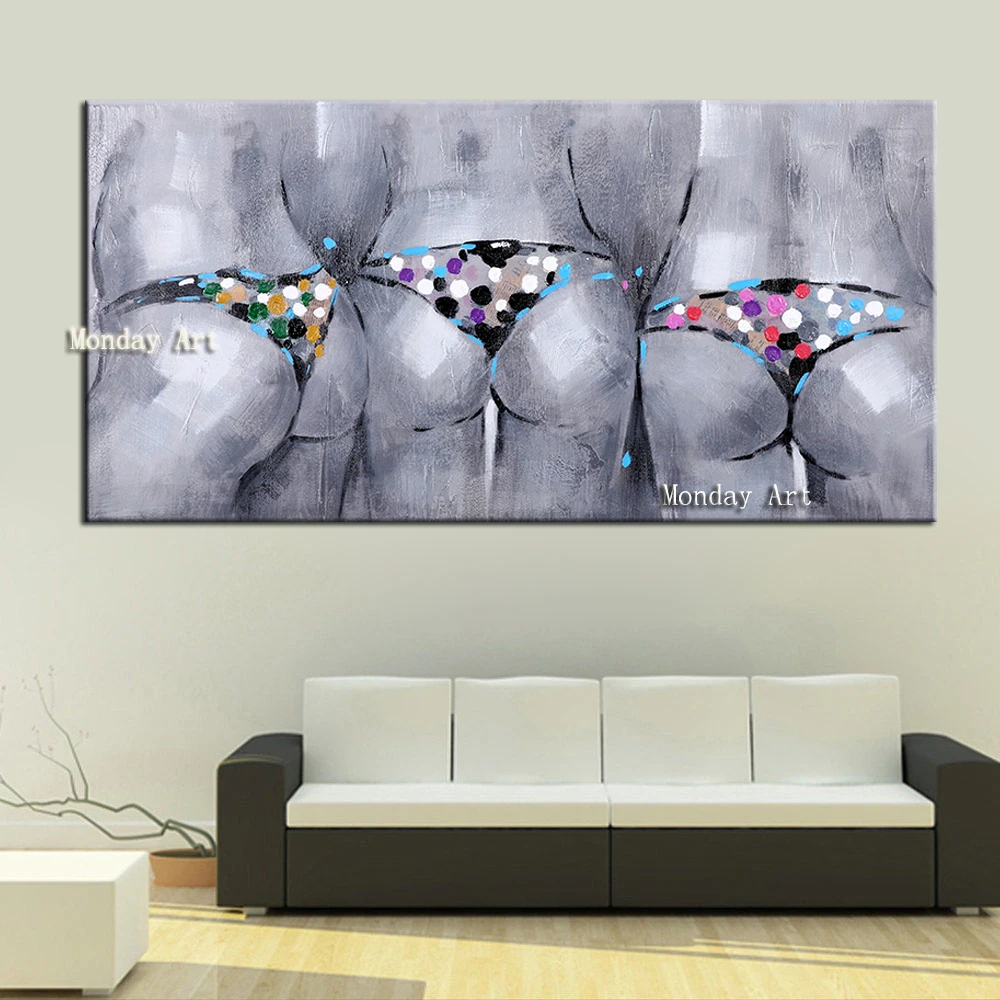 155 Oil-Painting-Wall-Art-Hand-Painted-Sex-Lady-with-Bikini-Modern-Animal-Wall-Decor-Canvas-Art - 